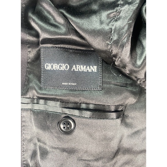 Vintage Giorgio Armani Tuxedo Jacket 42R Black Wool Silk Lined Formal Italy - Picture 10 of 16